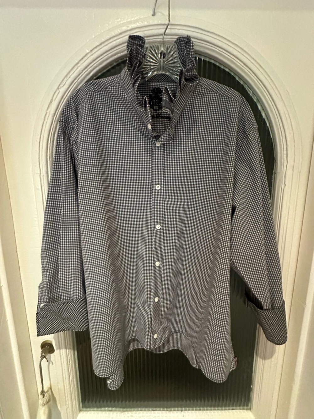 Women’s Ruffle Collar Re-Worked ♻️ Cotton Shirt
